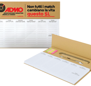 Planner da scrivania da 125 fogli, 25 note adesive, penna e righello.